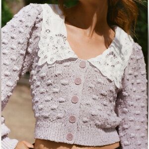 ANTHROPOLOGIE Balloon Sleeve Collared Cargidan Lilac Size M NEW